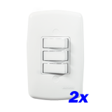 Kit 2 Interruptor Triplo Simples - Dicompel Mônaco